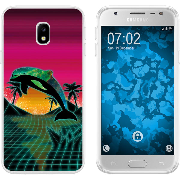 Galaxy J3 2017 Silikon-Hülle Retro Wave Delphin M1 Case