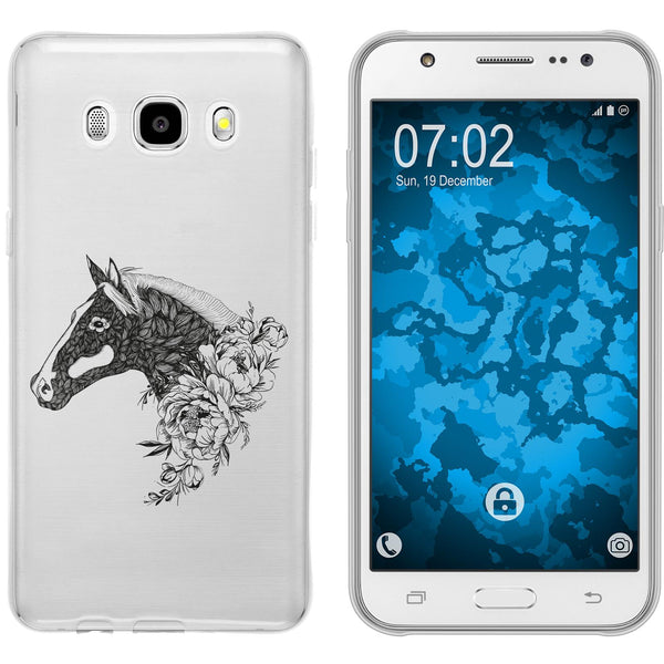 Galaxy J5 (2016) J510 Silikon-Hülle Floral Pferd M5-1 Case