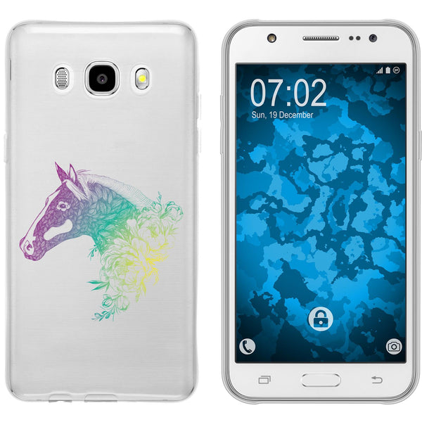 Galaxy J5 (2016) J510 Silikon-Hülle Floral Pferd M5-4 Case