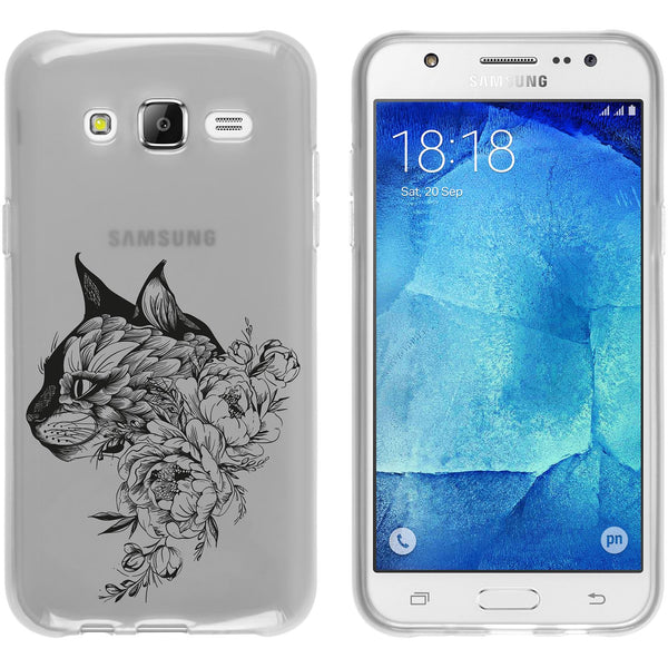 Galaxy J5 (2015 - J500) Silikon-Hülle Floral Katze M2-1 Case