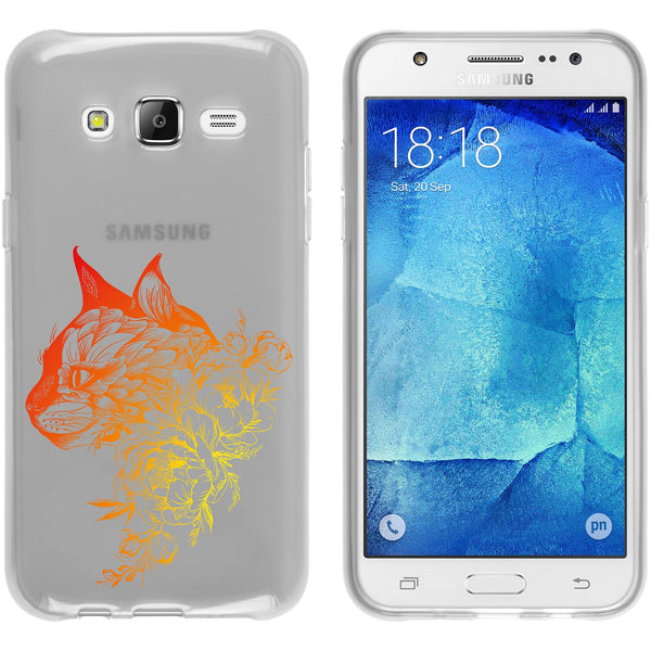 Galaxy J5 (2015 - J500) Silikon-Hülle Floral Katze M2-2 Case