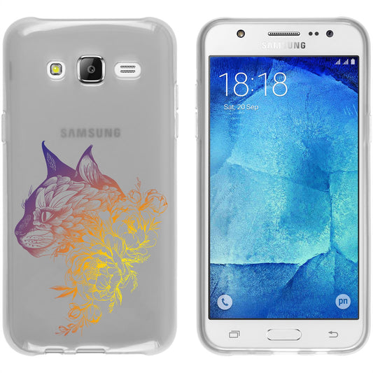 Galaxy J5 (2015 - J500) Silikon-Hülle Floral Katze M2-3 Case