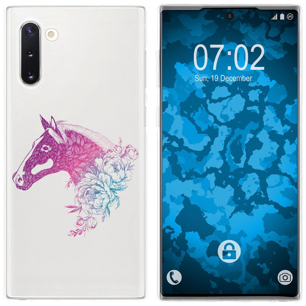 Galaxy Note 10 Silikon-Hülle Floral Pferd M5-6 Case