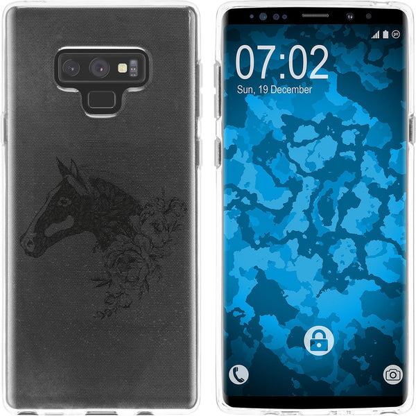 Galaxy Note 9 Silikon-Hülle Floral Pferd M5-1 Case