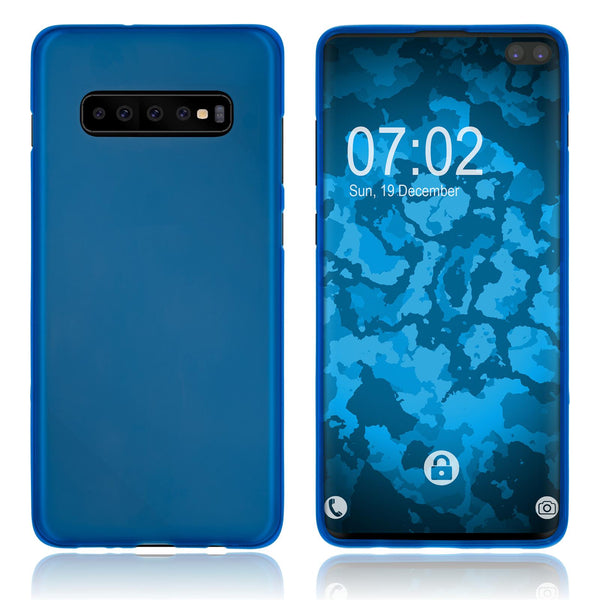 PhoneNatic Case kompatibel mit Samsung Galaxy S10 Plus - blau Silikon Hülle matt Cover
