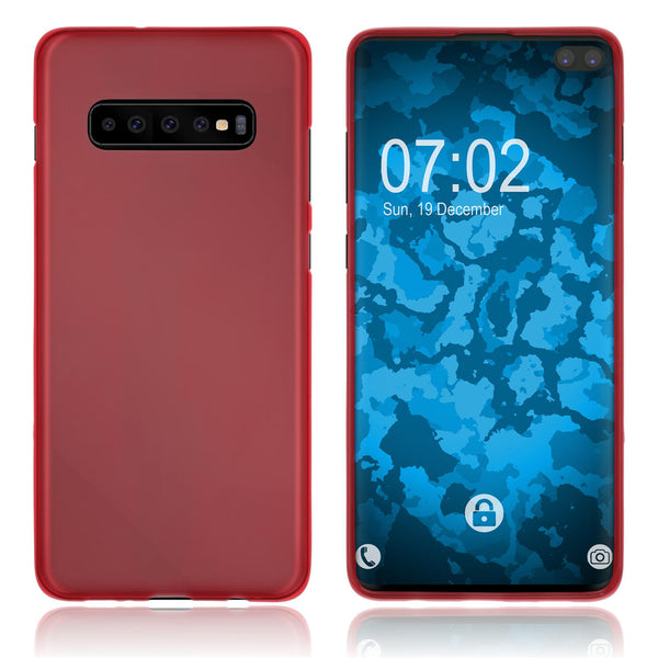 PhoneNatic Case kompatibel mit Samsung Galaxy S10 Plus - rot Silikon Hülle matt Cover