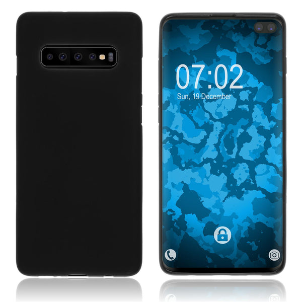 PhoneNatic Case kompatibel mit Samsung Galaxy S10 Plus - schwarz Silikon Hülle matt Cover