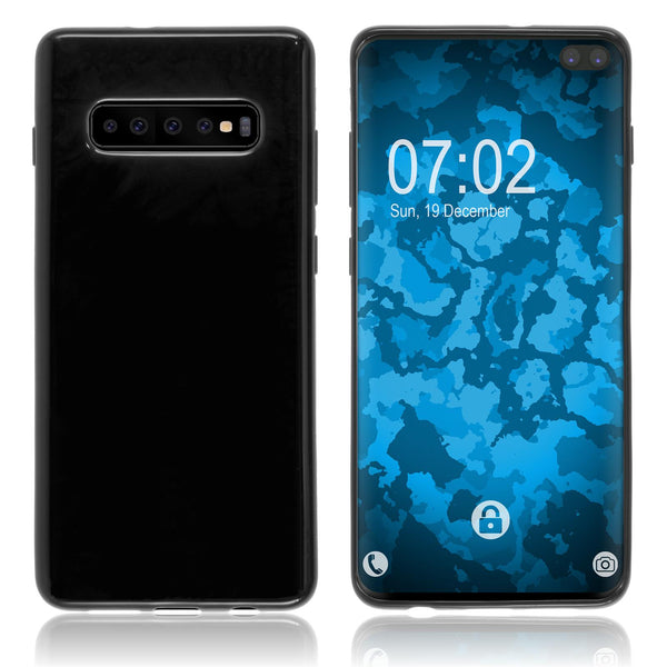 PhoneNatic Case kompatibel mit Samsung Galaxy S10 Plus - schwarz Silikon Hülle transparent Cover