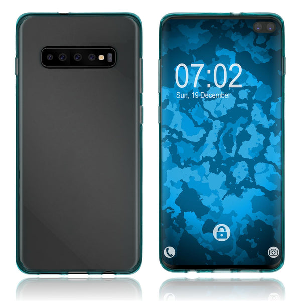 PhoneNatic Case kompatibel mit Samsung Galaxy S10 Plus - türkis Silikon Hülle transparent Cover