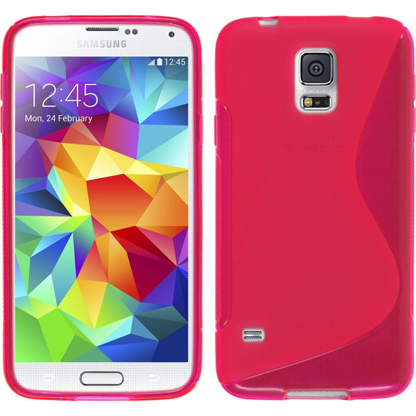 PhoneNatic Case kompatibel mit Samsung Galaxy S5 mini - pink Silikon Hülle S-Style + 2 Schutzfolien