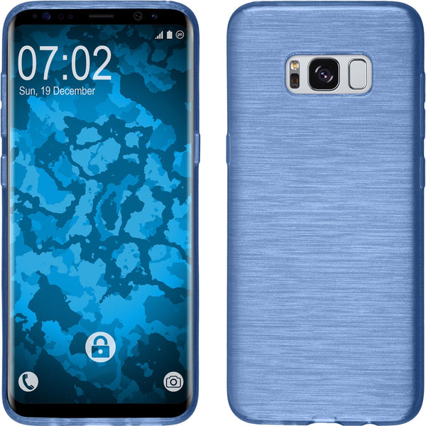 PhoneNatic Case kompatibel mit Samsung Galaxy S8 - blau Silikon Hülle brushed + flexible Folie