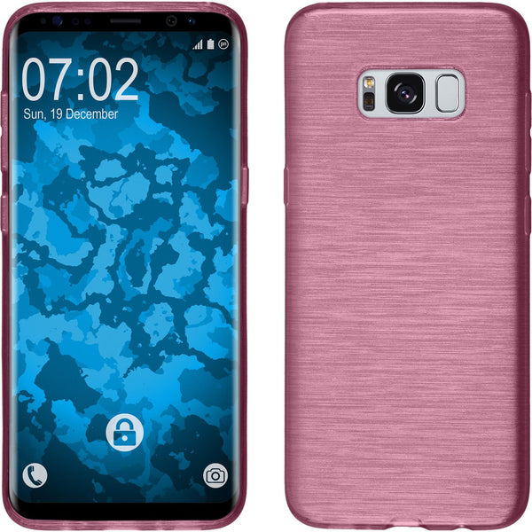 PhoneNatic Case kompatibel mit Samsung Galaxy S8 - pink Silikon Hülle brushed + flexible Folie