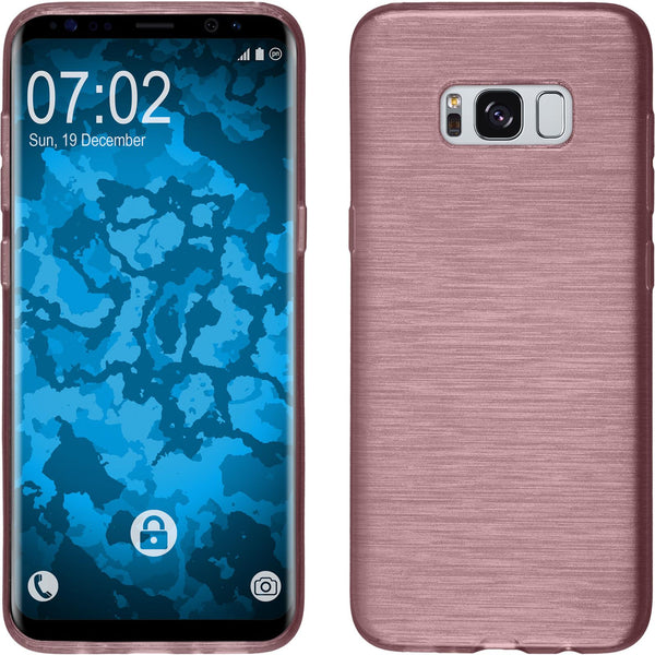 PhoneNatic Case kompatibel mit Samsung Galaxy S8 - rosa Silikon Hülle brushed + flexible Folie