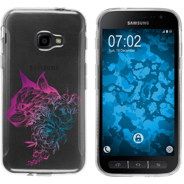 Galaxy Xcover 4 / 4s Silikon-Hülle Floral Katze M2-6 Case