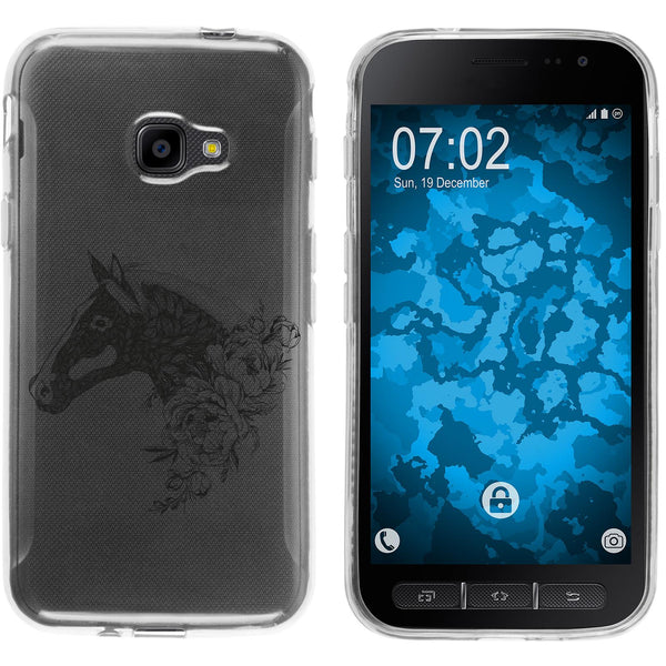 Galaxy Xcover 4 / 4s Silikon-Hülle Floral Pferd M5-1 Case