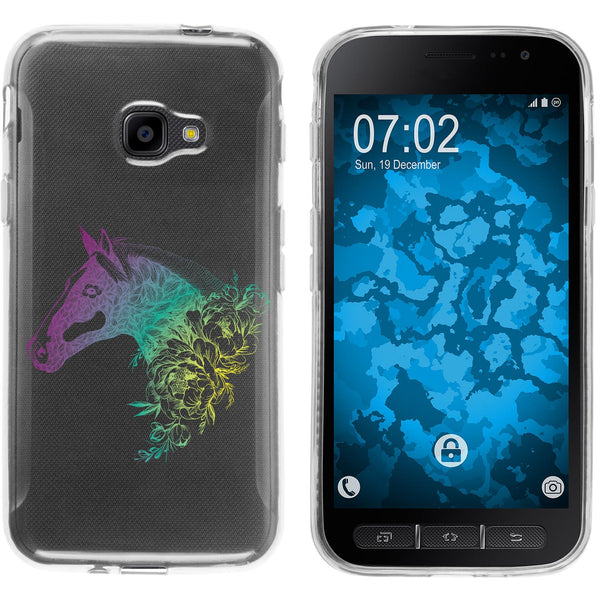 Galaxy Xcover 4 / 4s Silikon-Hülle Floral Pferd M5-4 Case