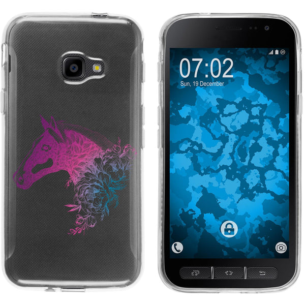 Galaxy Xcover 4 / 4s Silikon-Hülle Floral Pferd M5-6 Case