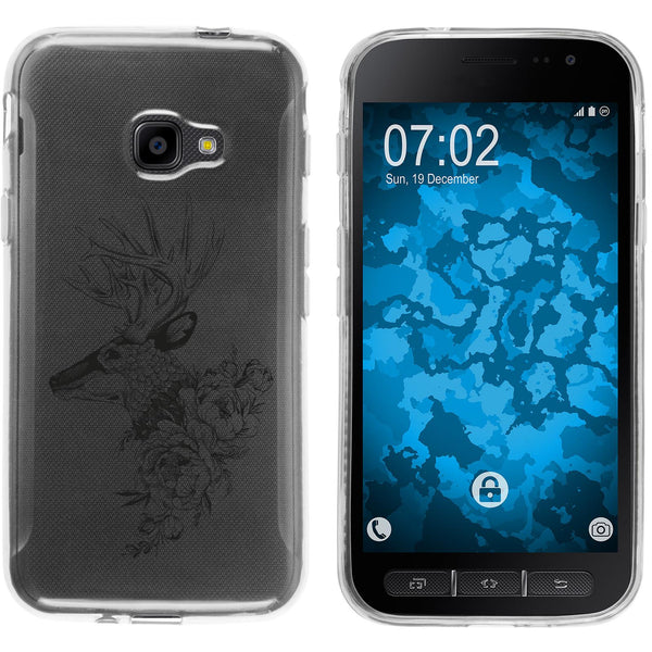 Galaxy Xcover 4 / 4s Silikon-Hülle Floral Hirsch M7-1 Case