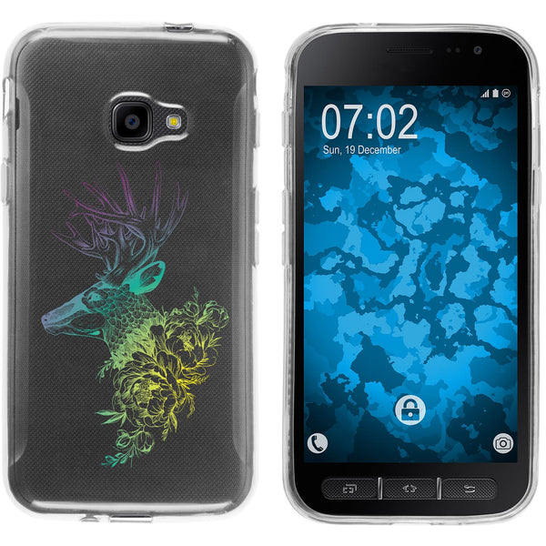Galaxy Xcover 4 / 4s Silikon-Hülle Floral Hirsch M7-4 Case