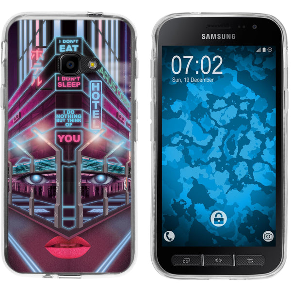 Galaxy Xcover 4 / 4s Silikon-Hülle Retro Wave Cyberpunk.02 M