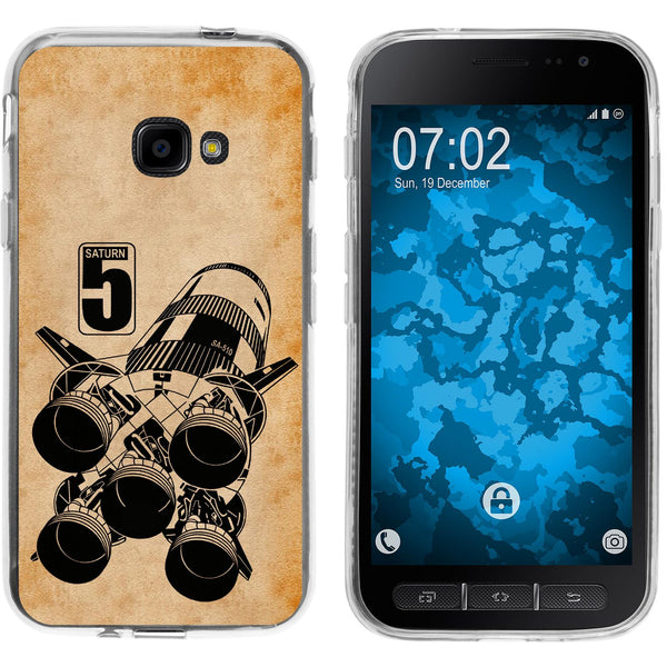 Galaxy Xcover 4 / 4s Silikon-Hülle Space Moon Rocket M3 Case