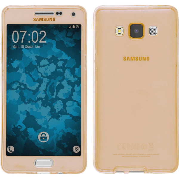 PhoneNatic Case kompatibel mit Samsung Galaxy A5 (A500) - gold Silikon Hülle 360∞ Fullbody Cover