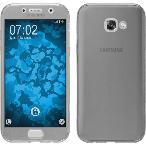 PhoneNatic Case kompatibel mit Samsung Galaxy A7 (2017) - grau Silikon Hülle 360∞ Fullbody Cover