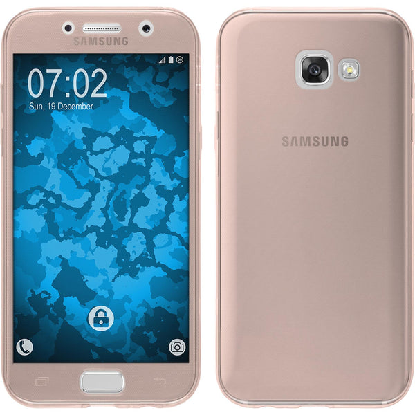 PhoneNatic Case kompatibel mit Samsung Galaxy A7 (2017) - rosa Silikon Hülle 360∞ Fullbody Cover