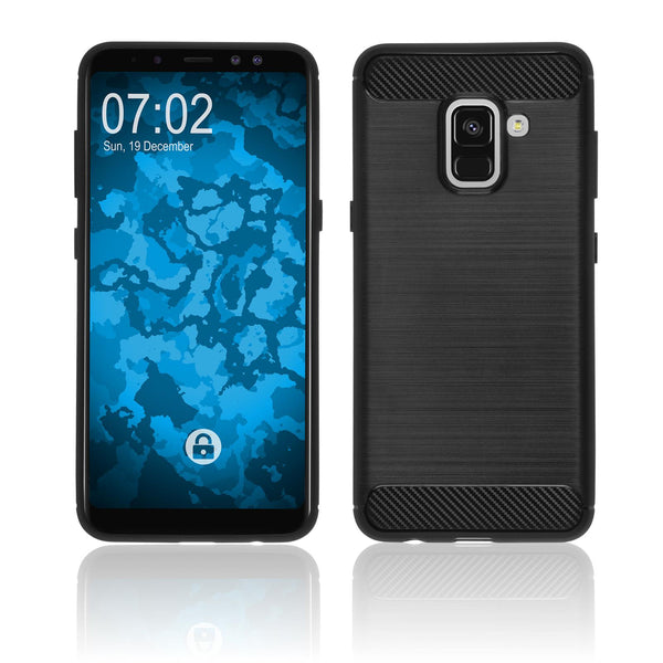 PhoneNatic Case kompatibel mit Samsung Galaxy A8 (2018) Int. Version - schwarz Silikon Hülle Ultimate Cover