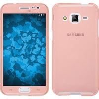 PhoneNatic Case kompatibel mit Samsung Galaxy J2 (2015) - rosa Silikon Hülle 360∞ Fullbody + 2 Schutzfolien