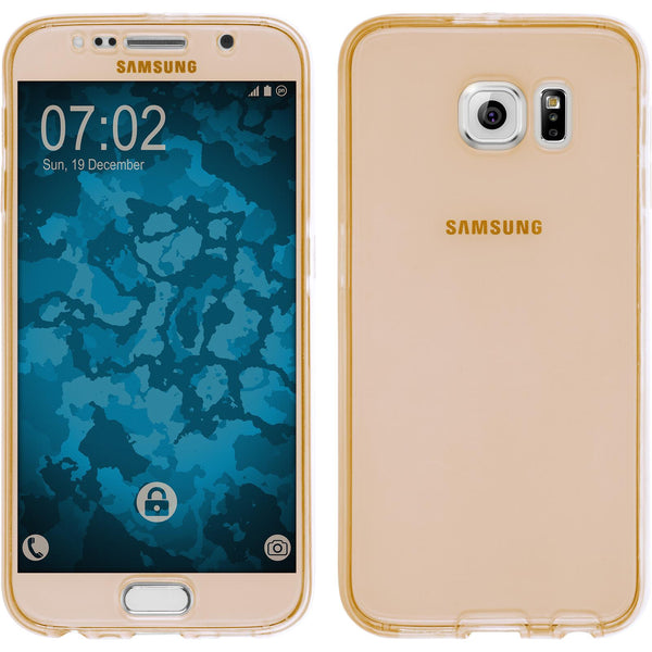 PhoneNatic Case kompatibel mit Samsung Galaxy S6 - gold Silikon Hülle 360∞ Fullbody Cover