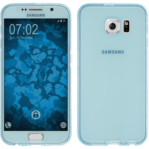 PhoneNatic Case kompatibel mit Samsung Galaxy S6 - hellblau Silikon Hülle 360∞ Fullbody Cover