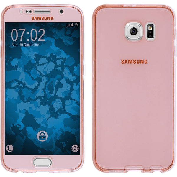PhoneNatic Case kompatibel mit Samsung Galaxy S6 - rosa Silikon Hülle 360∞ Fullbody Cover