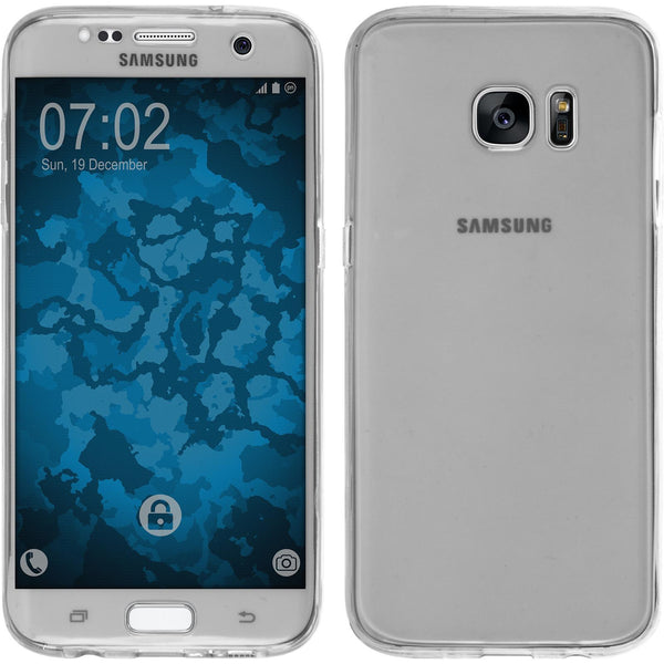 PhoneNatic Case kompatibel mit Samsung Galaxy S7 Edge - grau Silikon Hülle 360∞ Fullbody Cover