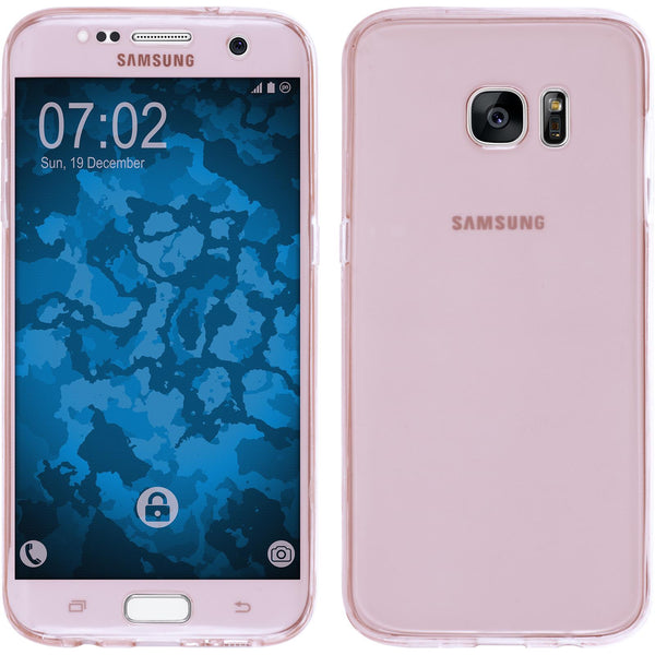 PhoneNatic Case kompatibel mit Samsung Galaxy S7 Edge - rosa Silikon Hülle 360∞ Fullbody Cover