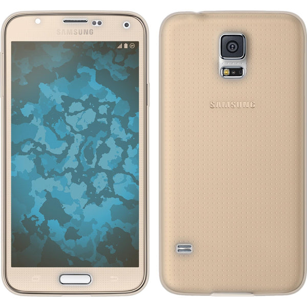PhoneNatic Case kompatibel mit Samsung Galaxy S5 - gold Silikon Hülle 360∞ Fullbody Cover