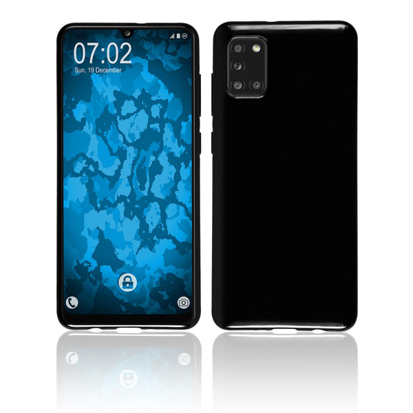 PhoneNatic Case kompatibel mit Samsung Galaxy A31 - schwarz Silikon Hülle crystal-case Cover