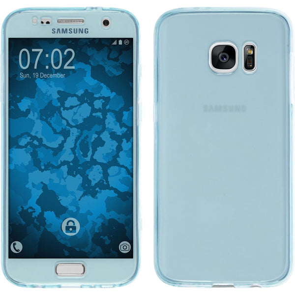 PhoneNatic Case kompatibel mit Samsung Galaxy S7 - hellblau Silikon Hülle 360∞ Fullbody Cover
