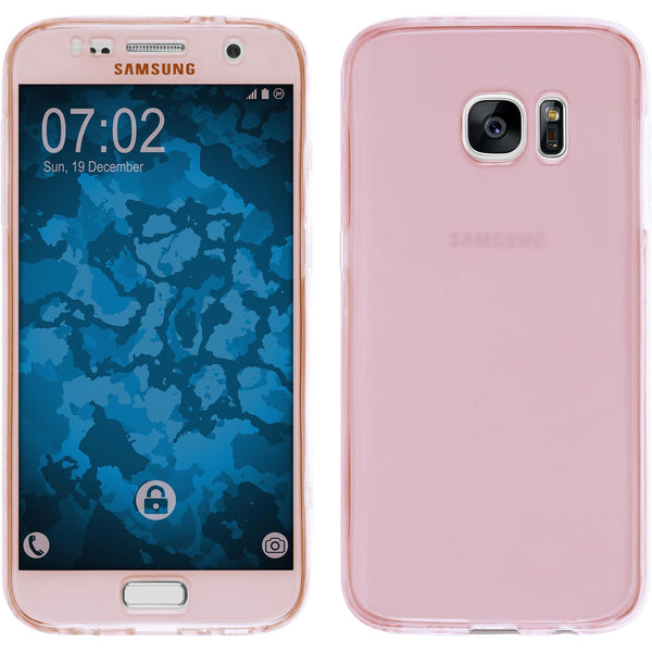 PhoneNatic Case kompatibel mit Samsung Galaxy S7 - rosa Silikon Hülle 360∞ Fullbody Cover