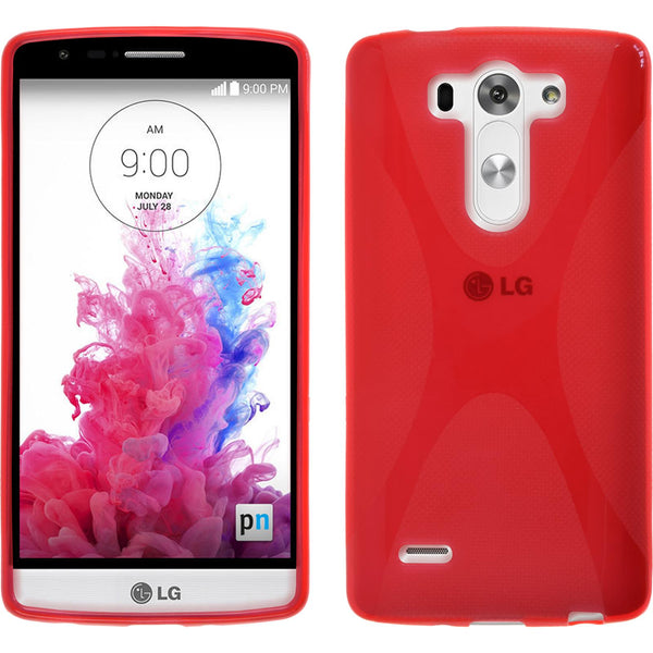 PhoneNatic Case kompatibel mit LG G3 S - rot Silikon Hülle X-Style + 2 Schutzfolien