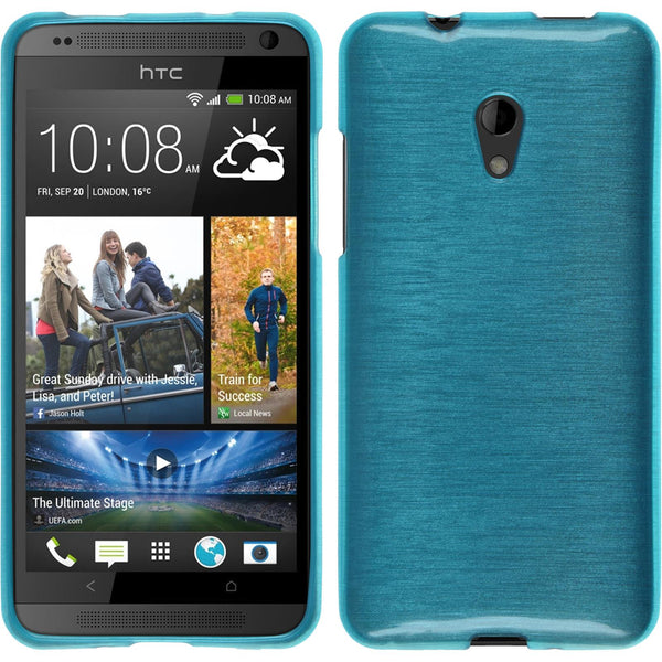 PhoneNatic Case kompatibel mit HTC Desire 700 - blau Silikon Hülle brushed + 2 Schutzfolien