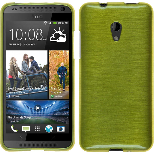 PhoneNatic Case kompatibel mit HTC Desire 700 - pastellgrün Silikon Hülle brushed + 2 Schutzfolien
