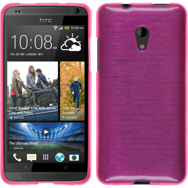 PhoneNatic Case kompatibel mit HTC Desire 700 - pink Silikon Hülle brushed + 2 Schutzfolien