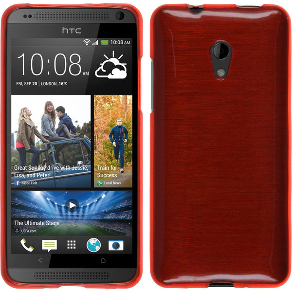 PhoneNatic Case kompatibel mit HTC Desire 700 - rot Silikon Hülle brushed + 2 Schutzfolien