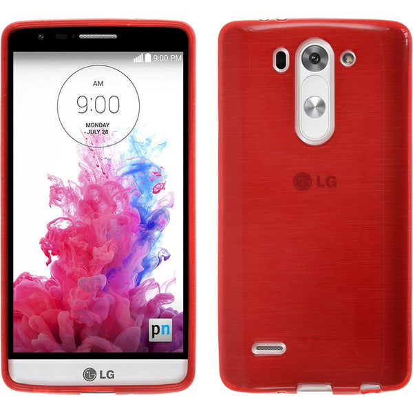 PhoneNatic Case kompatibel mit LG G3 S - rot Silikon Hülle brushed + 2 Schutzfolien