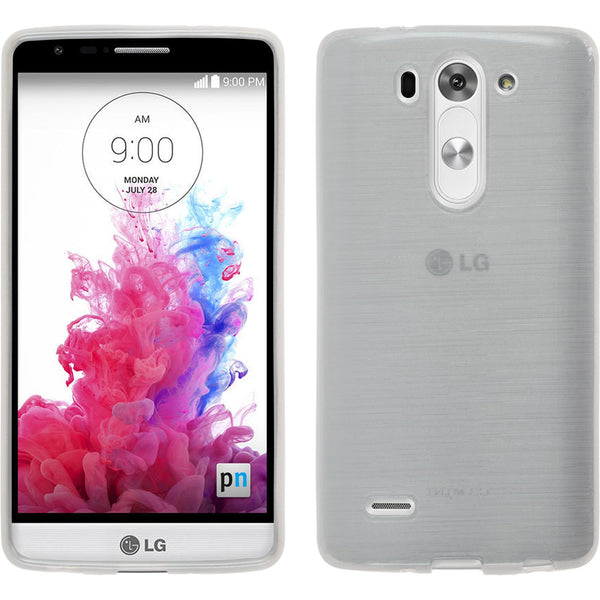 PhoneNatic Case kompatibel mit LG G3 S - weiß Silikon Hülle brushed + 2 Schutzfolien