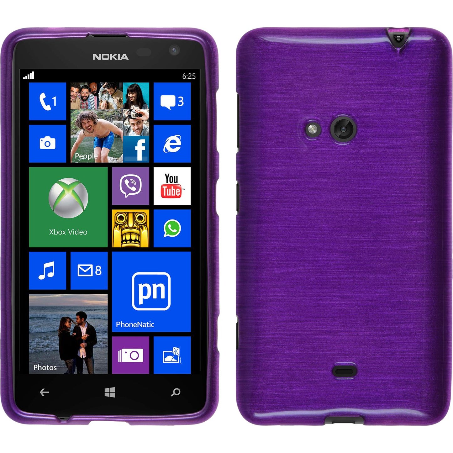 PhoneNatic Case kompatibel mit  Nokia Lumia 625 - lila Silikon Hülle brushed + 2 Schutzfolien