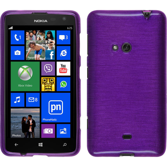 PhoneNatic Case kompatibel mit  Nokia Lumia 625 - lila Silikon Hülle brushed + 2 Schutzfolien