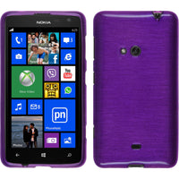 PhoneNatic Case kompatibel mit  Nokia Lumia 625 - lila Silikon Hülle brushed + 2 Schutzfolien