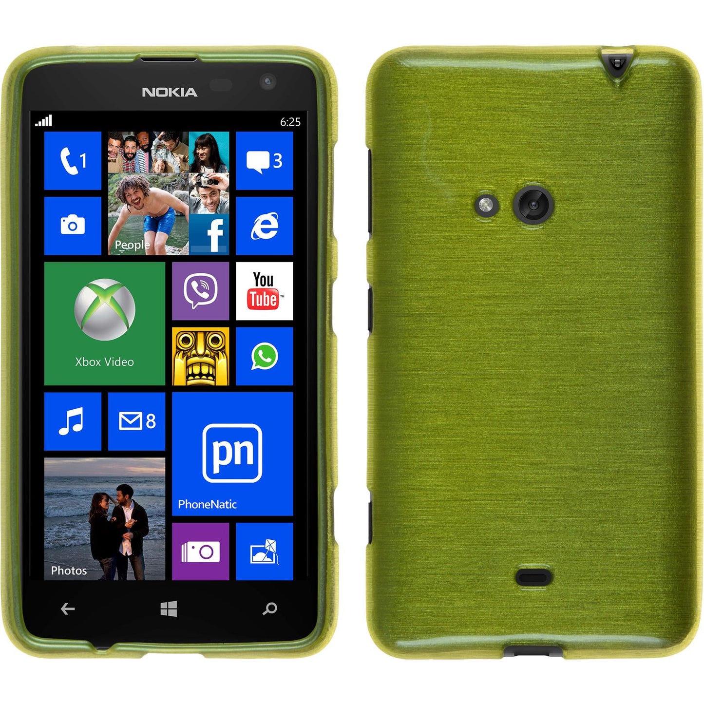 PhoneNatic Case kompatibel mit  Nokia Lumia 625 - pastellgrün Silikon Hülle brushed + 2 Schutzfolien